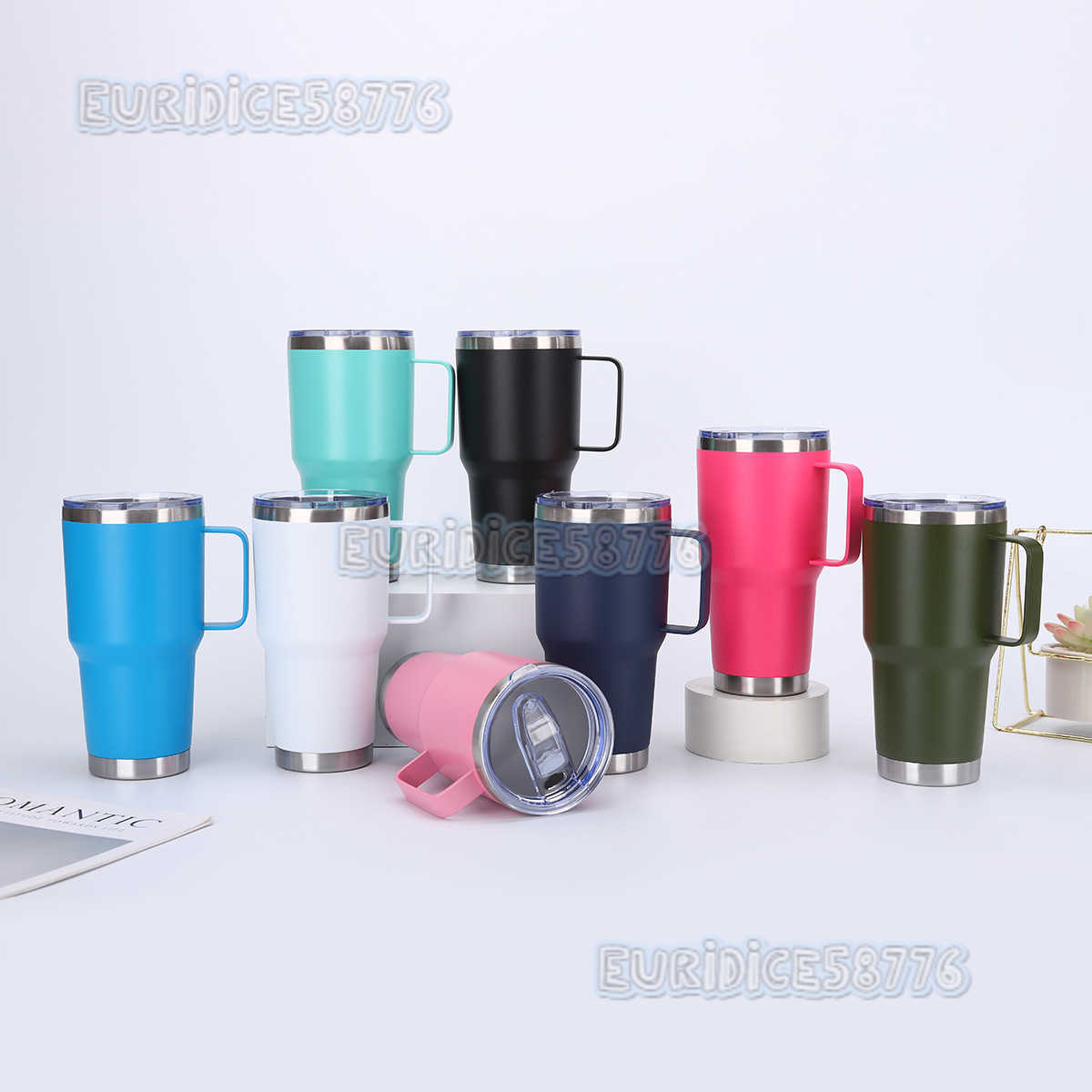 Handle Car Cup 304 Stainless Steel Doublelayer Insulated Cup Large Capacity Car Ice Cup H250911