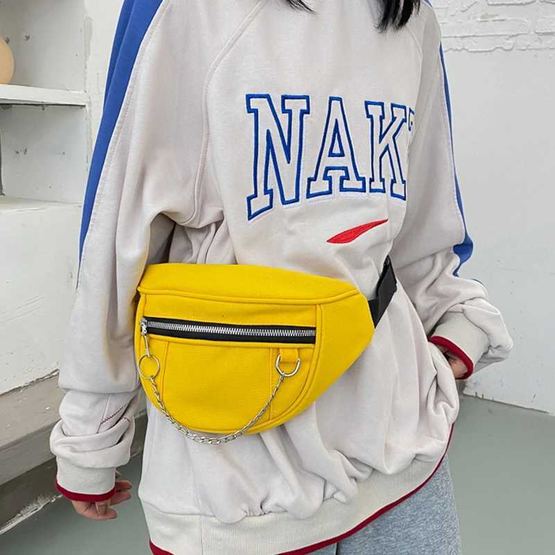 New Women Chain Waist Bag Ladies new Designer Canvas Fanny Pack Fashion Travel Money Phone Chest Banana Bag Female Bum Belt Bags Z250911