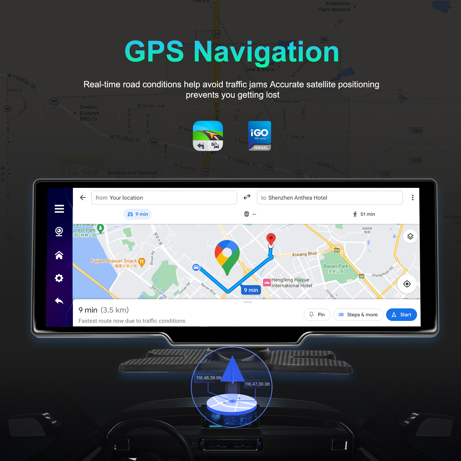 10'' Wireless CarPlay Android Auto Touch Screen, Plug & Play 1080P Android 13 HD Car Monitor WiFi BT TF Card Universal Fit for 99.9% Cars KO