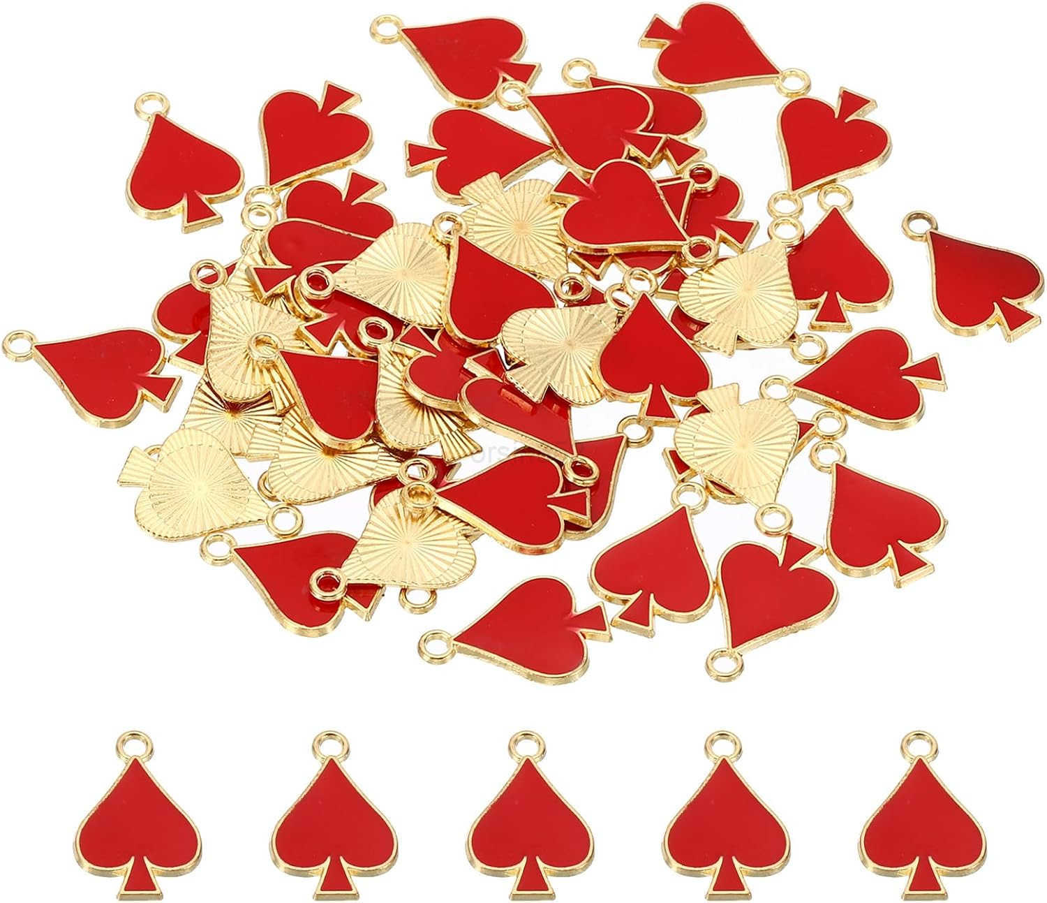 50pcs Hearts Charm Spades Charm Pendants Bulk Playing Cards Resin Alloy for Jewelry MakingW250911