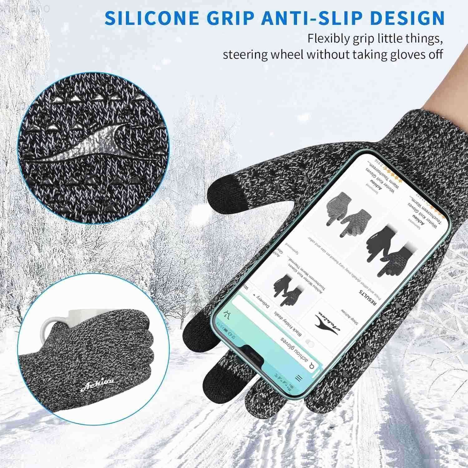 Winter Gloves Glove for Men Women Upgraded Touch Screen Texting Warm Running with Thermal Soft Knit LiningW250911