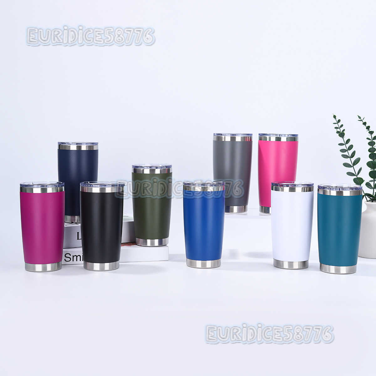20oz Spray Plastic Car Cup 304 Stainless Steel Doublelayer Insulated Cup Outdoor Portable Car Cup Portable H250911