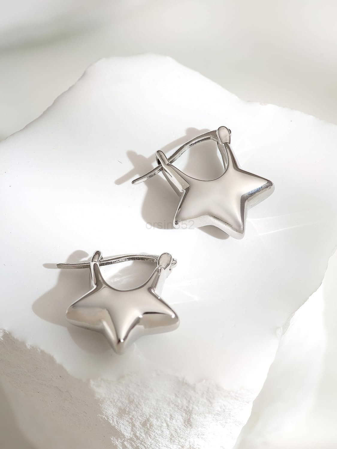 Cool Silver Star Stud Earrings Y2K Studs Jewelry Accessories Gifts for Women GirlsW250911