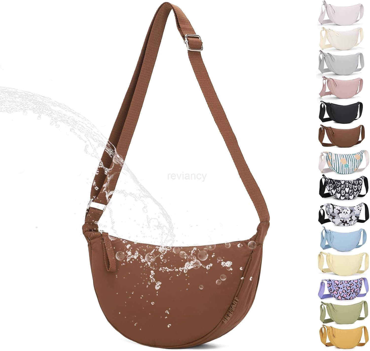 Small Nylon Crescent Crossbody Bag for Women Men Trendy Waterproof Crescent Sling Lightweight Travel PursesW250911