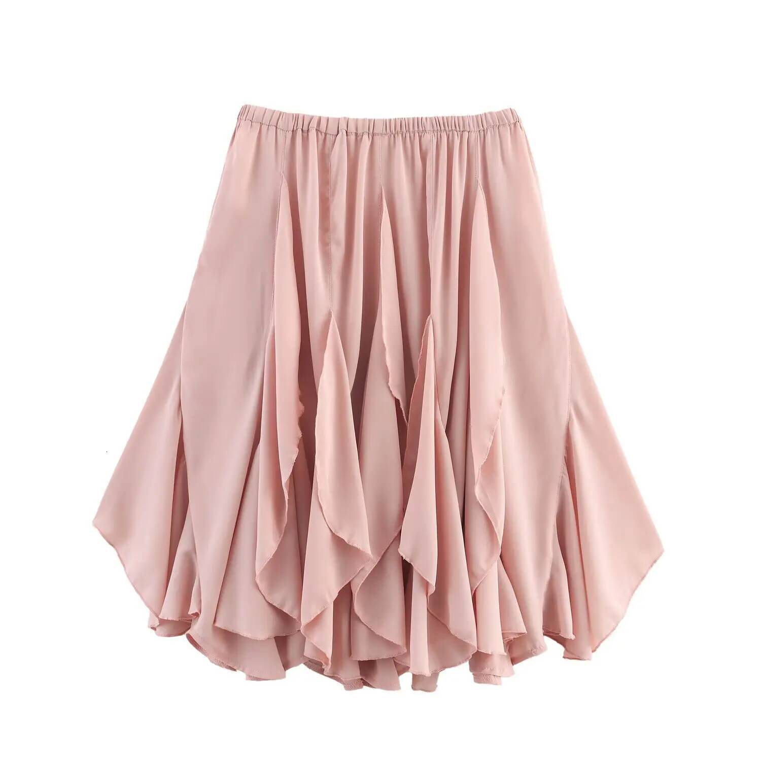 Women's Ruffled Mini High Elastic Waist Asymmetric Hem Spring and Summer New Casual Slim Chic Short Skirt dongdumaoyi
