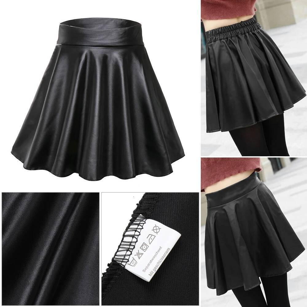 Women Faux Leather Skirts Elastic Mini High Waist Short Skirt Multipurpose For Skater Work Nightclub dongdumaoyi