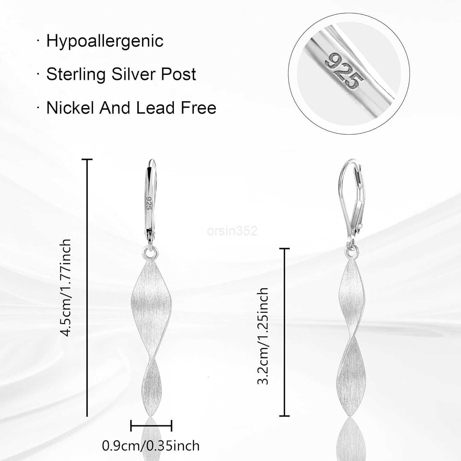 925 Sterling Silver Twisted Dangle Earrings for Women Hypoallergenic Handmade Earrings Spiral Leverback Drop Dangle Earrings Trendy for Women Jewelry 