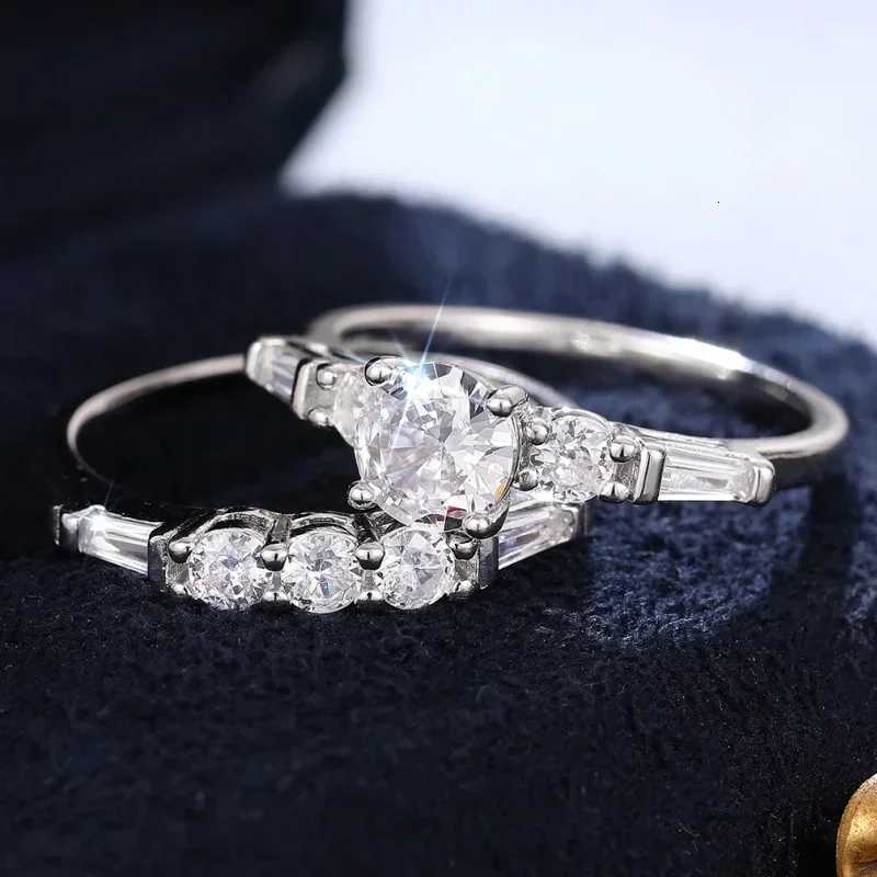 CAOSHI Charms Eternity 2PcSet Rings 925 Sterling Silver Gorgeous Fresh Flashing CZ Finger Accessory Wedding Statement Jewelry W250911