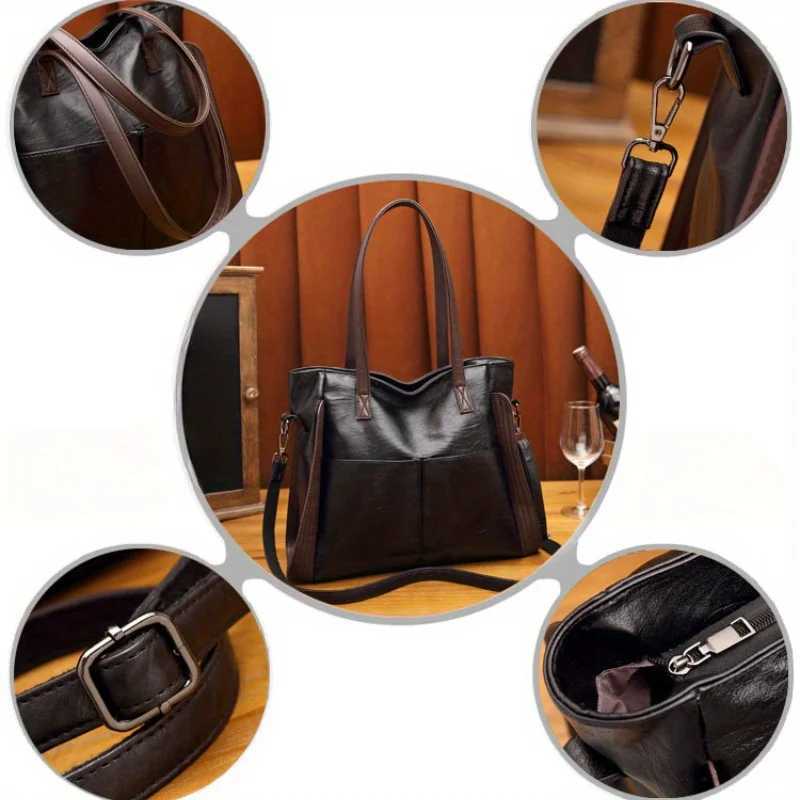 PU Leather Large Capacity Tote Bag Soft Leather Feel Fashionable Shoulder Bag Womens Crossbody Bag Ideal for Daily Use Z250911
