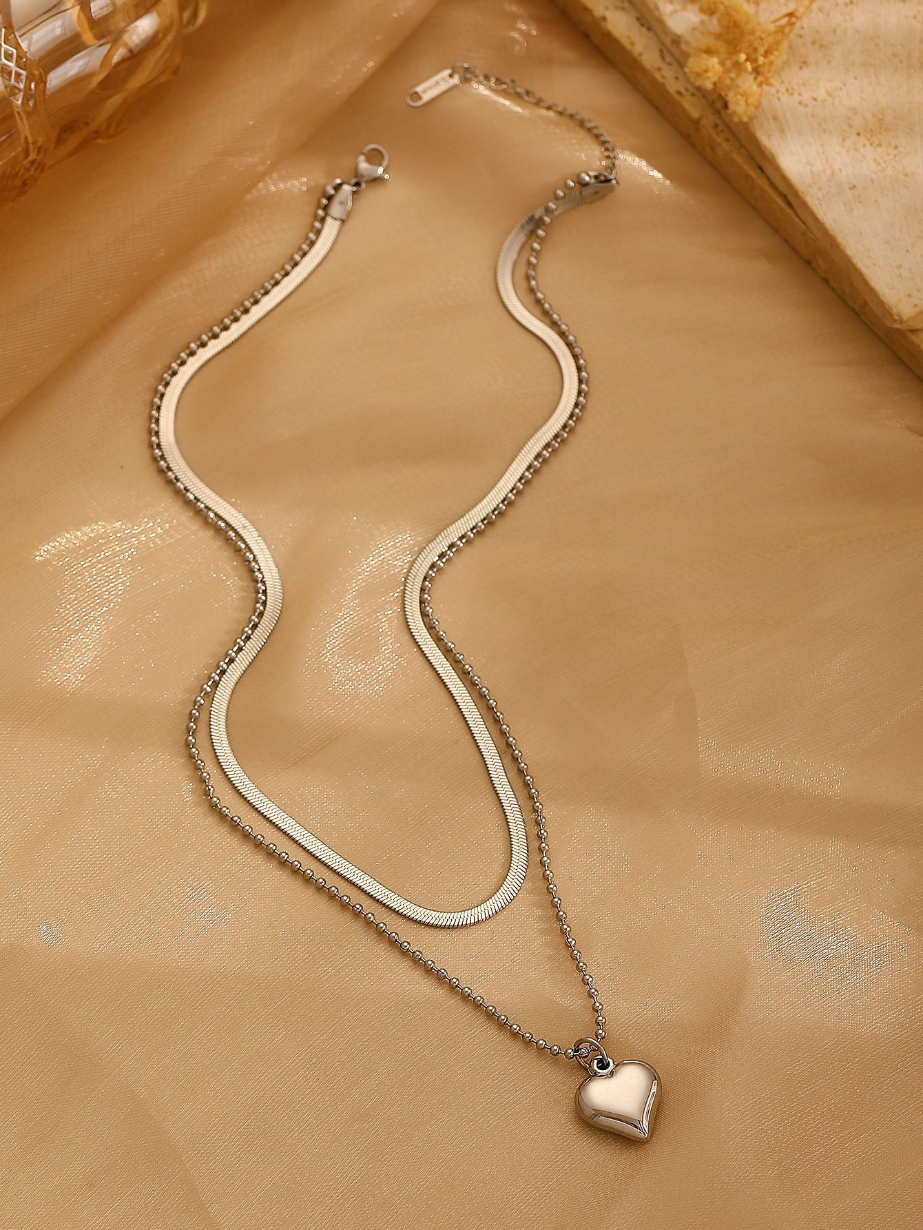 Accessories Layered Double Titanium Steel Necklace For Women Heart Bone Snake Year Sweater Chain Light High-End Feel