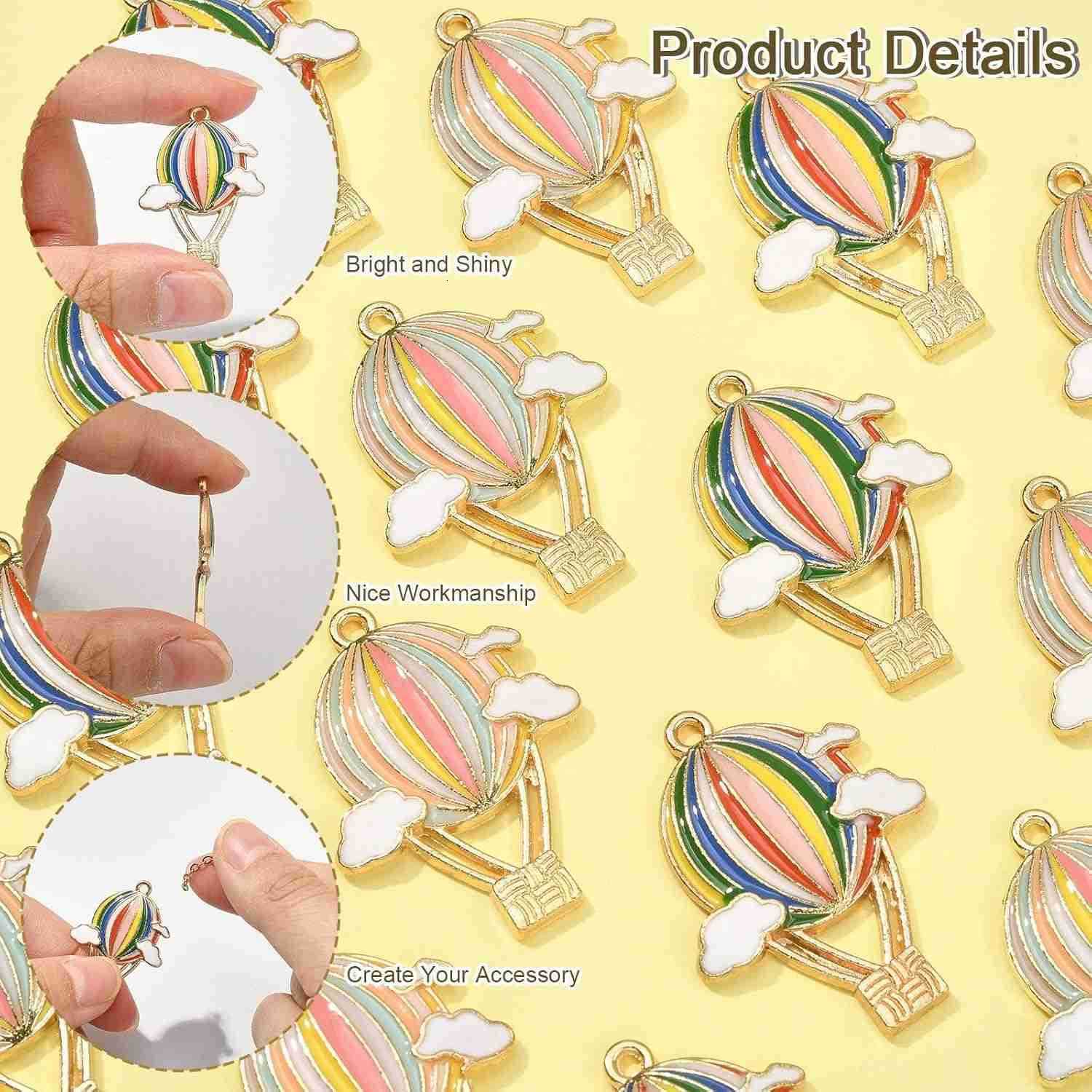 20Pcs Enamel Balloon Charms Hot Air Balloon Charms Party Jewelry Accessories for Earrings s Necklace Jewelry MakingW250911