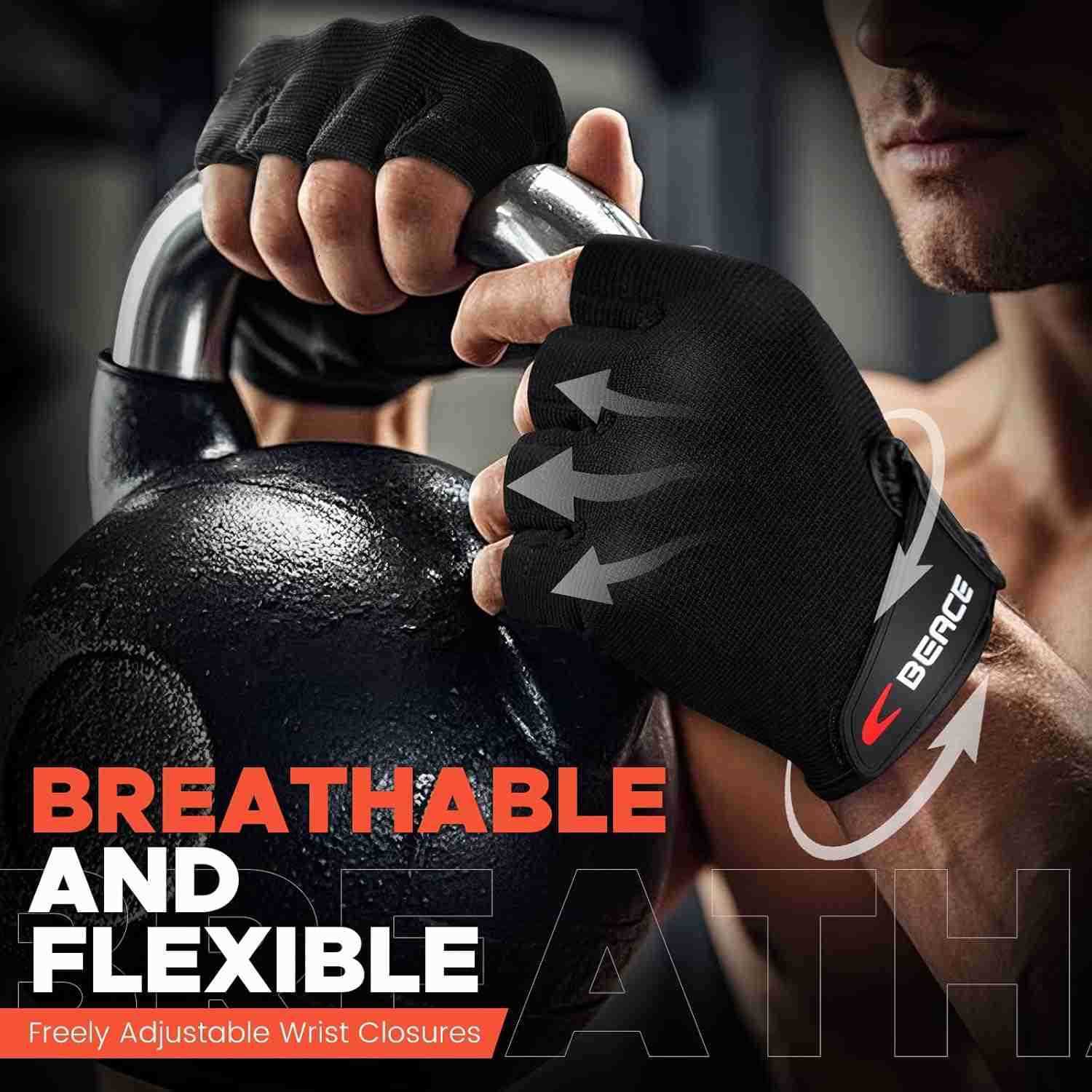 Weight Lifting Gym Gloves with AntiSlip Leather Palm for Workout Exercise Training Fitness and Bodybuilding for Men WomenW250911