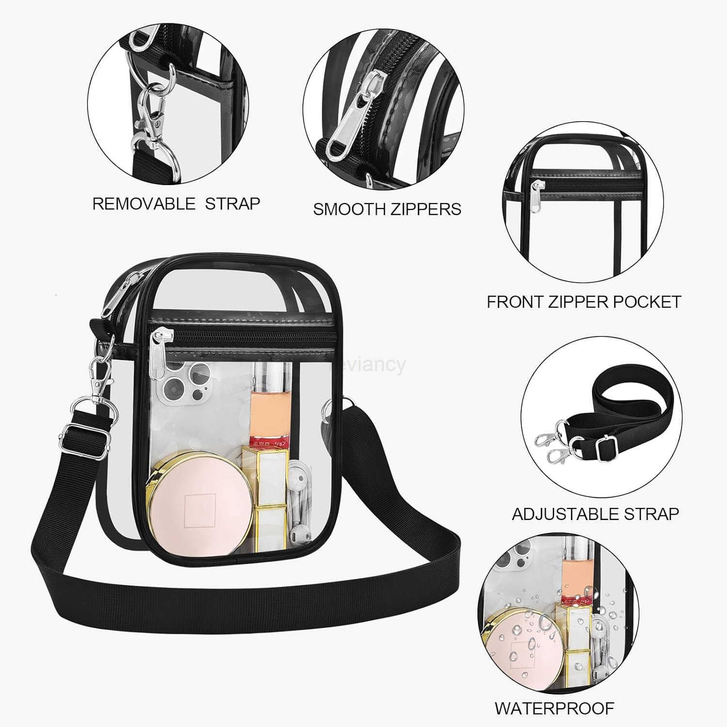 Clear Purse Stadium Transparent Messenger Bag Stadium Approved for Men and Women Clear CrossBody BagW250910