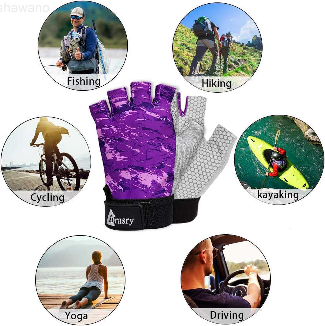 Fishing Gloves Fingerless Sun Protection Men Women UPF50SPF for Fishing Kayaking Paddling Hiking Sailing Rowing Driving Canoeing GloveW250911