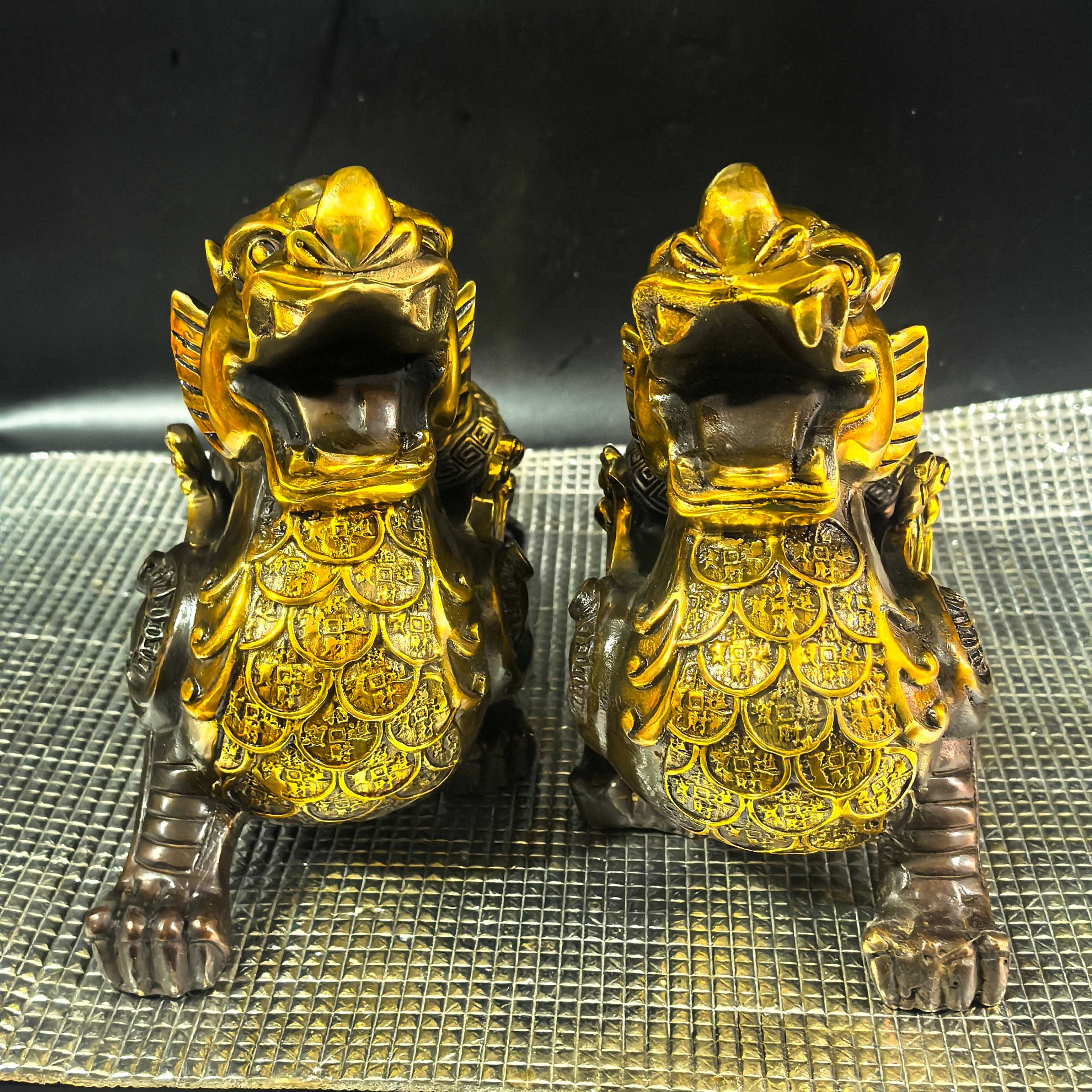 Antique bronze collection:, Lucky Pixiu, exquisite craftsmanship, fine workmanship! A pair