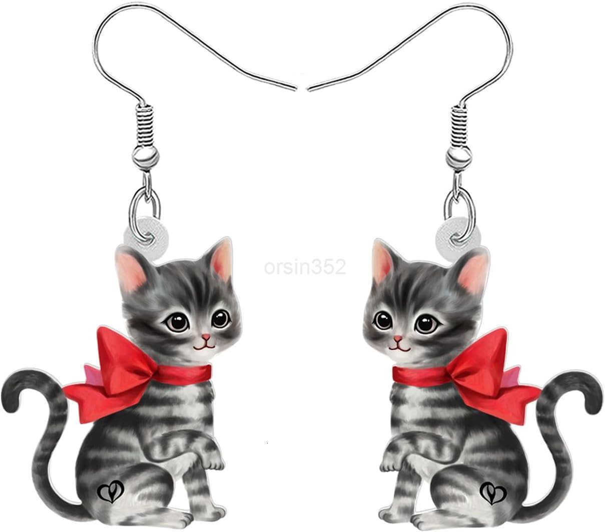 Lovely Cute Black Acrylic Dangle Cat Earrings for Women Kitten Jewelry Gifts Funny Sensitive Ears Hypoallergenic CharmsW250911