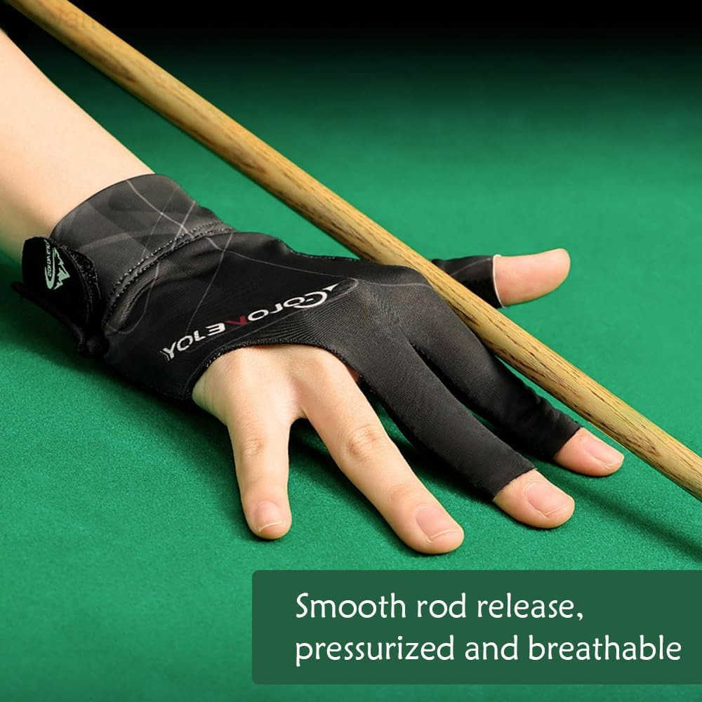 Pool Gloves for Right Hand 3 Finger Billiards Gloves Pool Cue Gloves QuickDry Breathable Billiard Pool Glove Snooker Cue Sport Glove Popular Sizes for