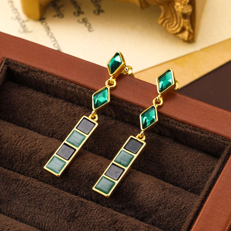 Sier Needle Geometric Long Tassel High-end Niche Light Elegant Vintage Style Earrings