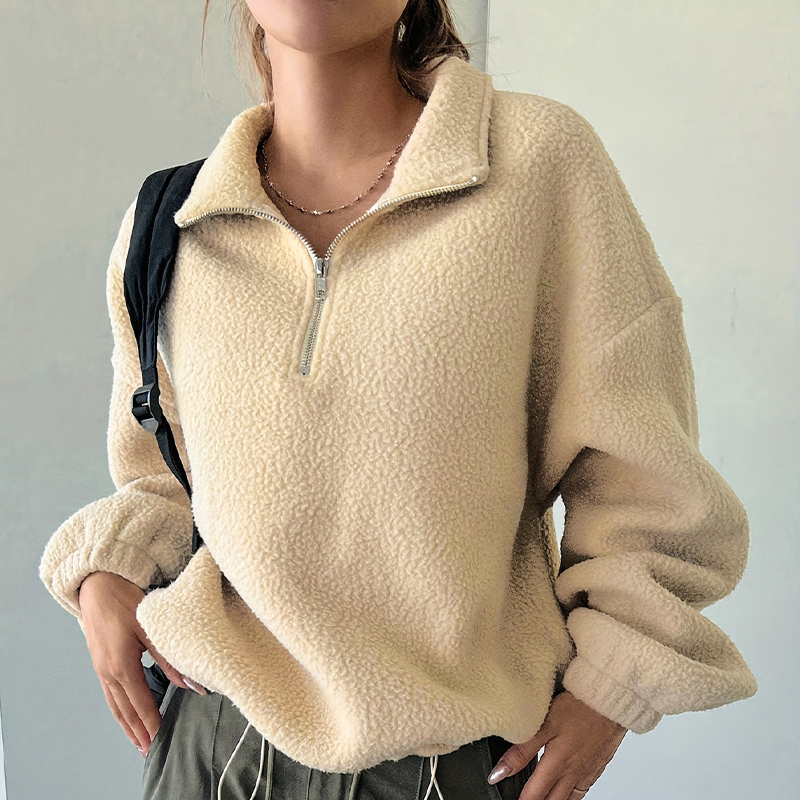 Girls' Soft & Cozy Wool Blend Lambskin Fluffiness - High-Collar Winter Outerwear