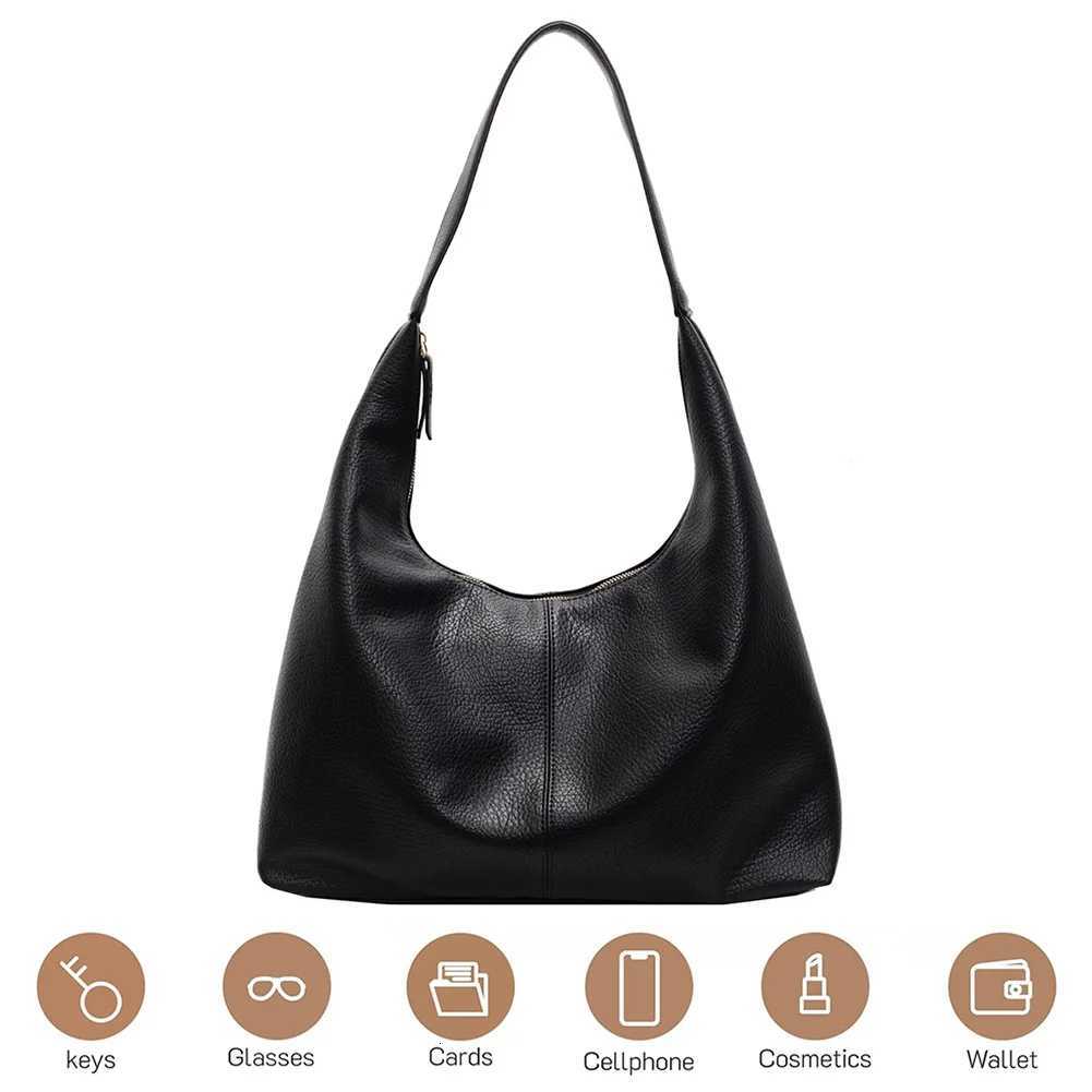 Slouchy Hobo Bag for Women Zipper Closure Tote Bag PU Leather Large Capacity Solid Color Handbag for Travel Shopping Work W250911