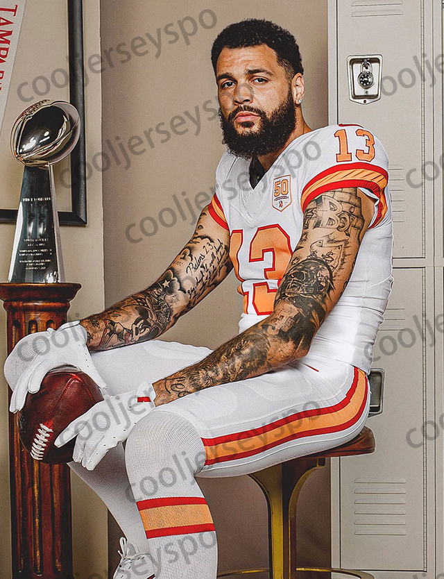 Custom Baker 6 Mayfield Tom 12 Brady 2025 Football Jerseys Mike Evans Bucky Irvin Chris Godwin Jr. Emeka Egbuka Vita Vea Stitched Football ersey