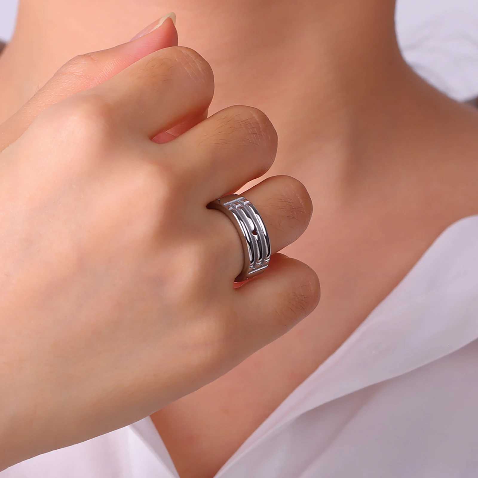 Skyrim Stainless Steel Amulet Atlantis Ring Men Women Minimalist Couple Rings Wedding Band Anniversary Jewelry Gift Wholesale W250911