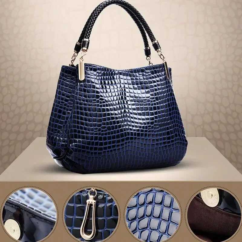 Womens Bag Large Capacity Tote Daily Commute Womens Shoulder Bag Crocodile Print Bright Face Handbag Shopping Womens Handbags Z250911