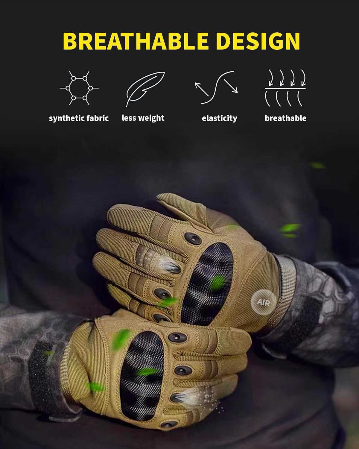 Tactical Gloves for Men Shooting Motorcycle Gloves with Hard Shell Knuckle Protection Leather Palm for Airsoft Motorcycle Cycling Paintball Sports Cli