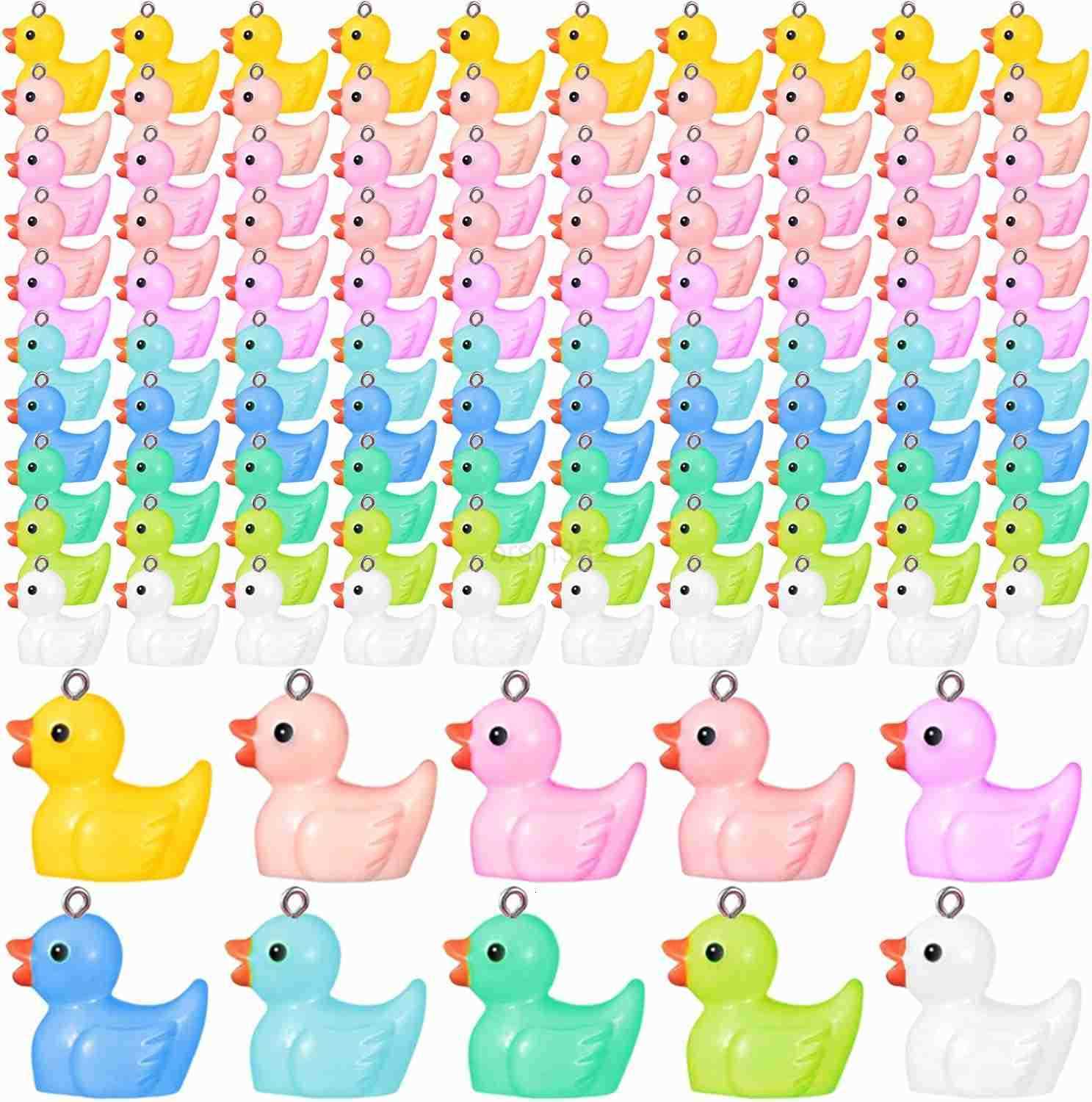 10 Colors Resin Duck Charms Pendants Mini Resin Duck DIY Pendants with Screw Eye Pin Jewelry Craft Supplies for Charm DIY Making Earring Necklace Keyc