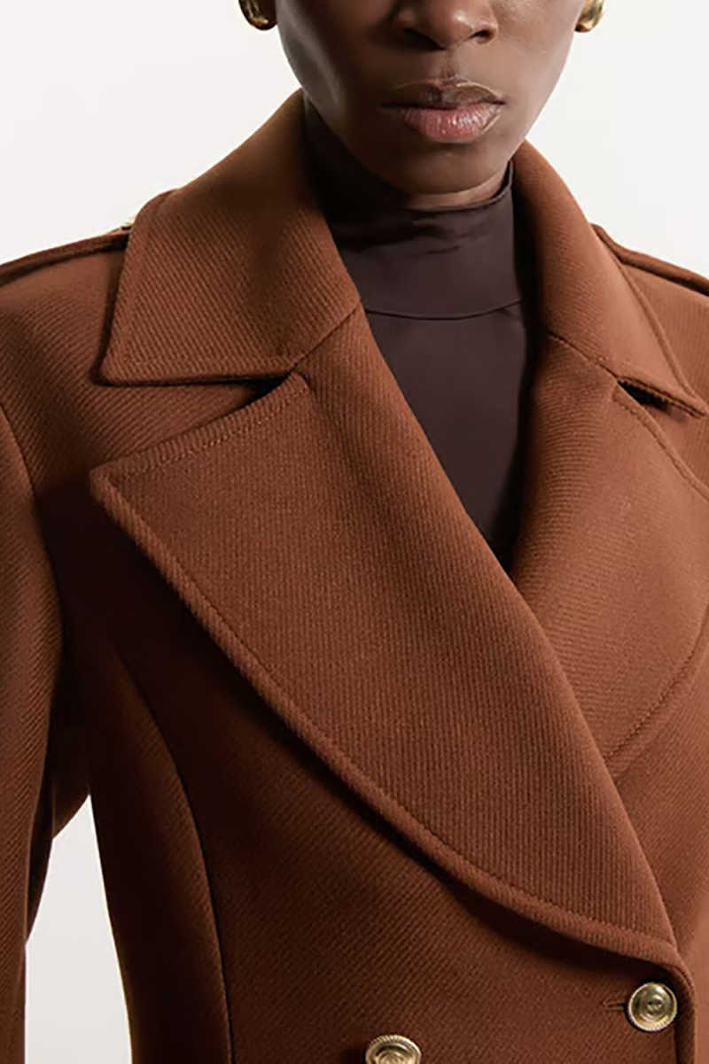 Brown Women Blazer Dress Slim Fit Long Cotton Evening Party Jacket Guest Party Formal Wear Customized One Piece