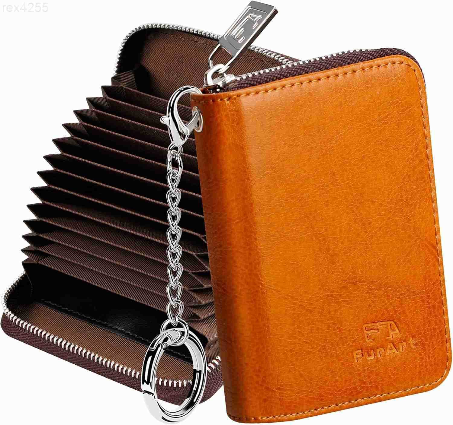 Zipper Wallet Women RFID Blocking Credit Card Wallet Business Card Holder Compact Size KeyChain WalletW250910