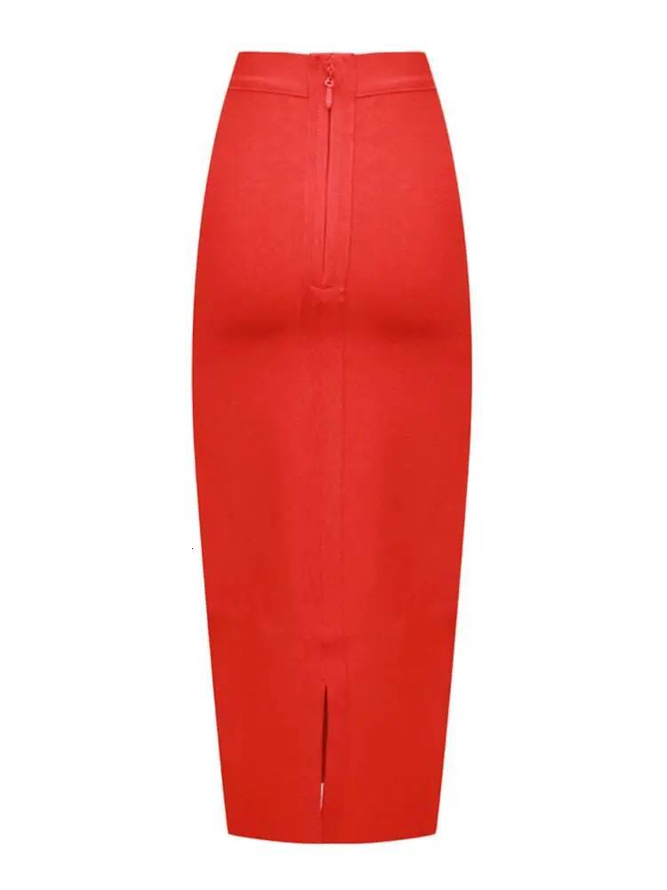 BEAUKEY Sexy Blue Mid Calf HL Bandage Pencil Long Bodycon Women Stretchable Split Skirt Wholesale XL Red Lady Skirts dongdumaoyi