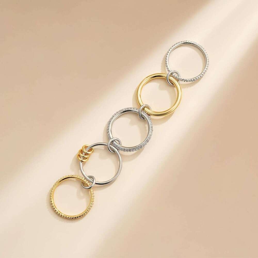 Women, Plated Cubic Zirconia Rings Spinelli Sier Gold Multi Mixed Metals Stackable Ring Set for Women Non Tarnish