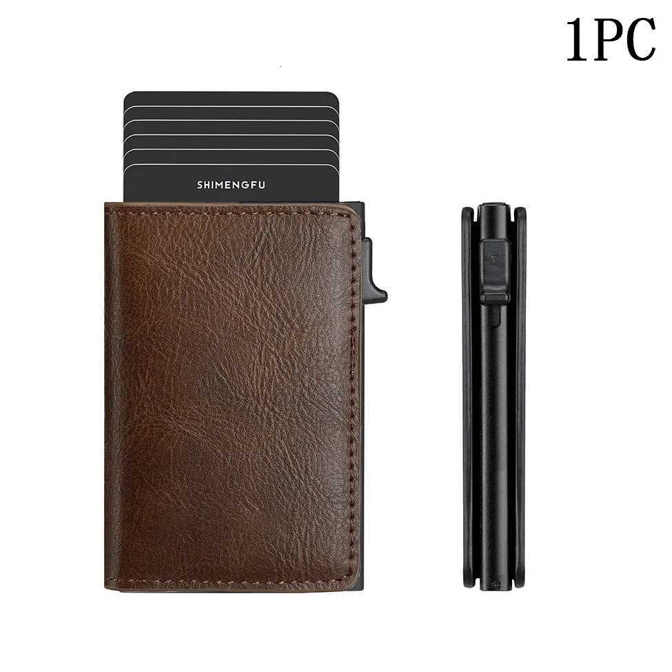Fashion Metal Aluminum Leather ID Card Holder MultiFunction Designer Bank Card Men Wallet Business PopUp Cardholder Women W250911