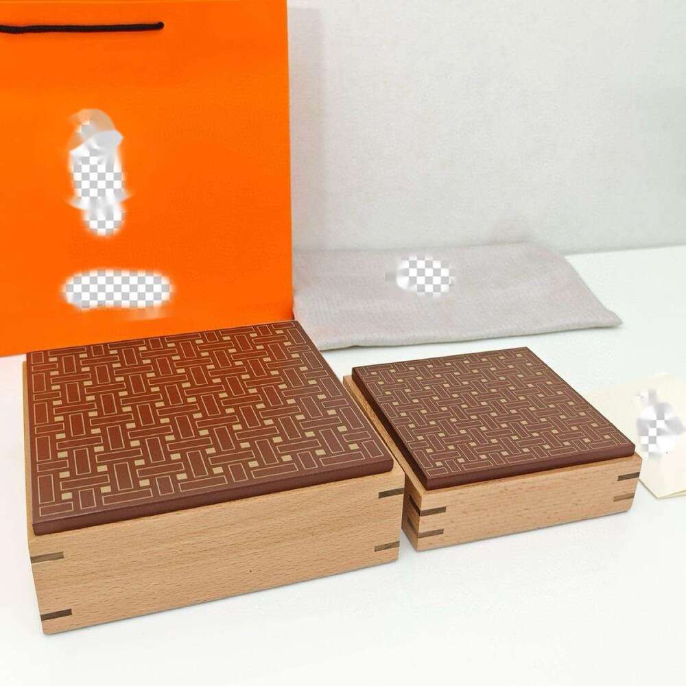 Orange Wooden Box Packaging Gift High-End Exquisite Jewelry Storage B2