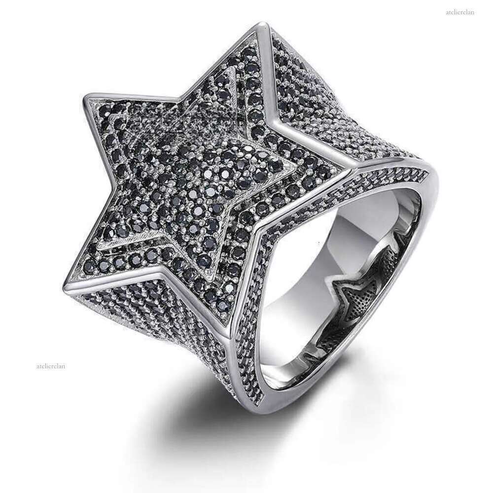 Men Band Rings Women Hiphop Fine Jewelry Iced Out Gold Plated Sterling Sier VVS Moissanite Dia Star Ring With GRA Certificate123