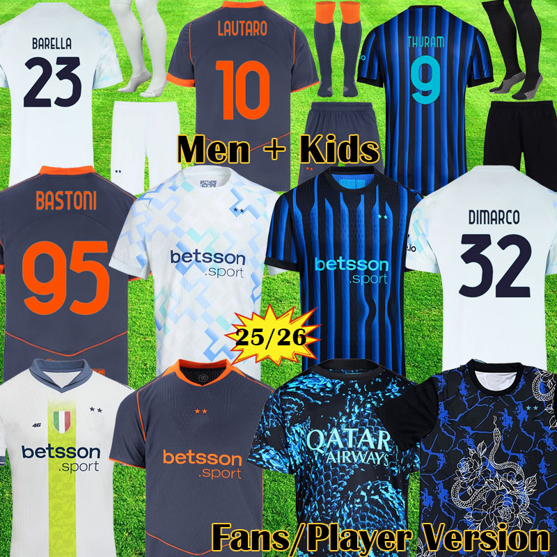Inter Milanes soccer jerseys 2025 2026 LAUTARO THURAM I Nerazzurri Kits BARELLA 25 26 La Beneamata Shirts DIMARCO Kids Special VR46 shirt Il Biscione Uniform