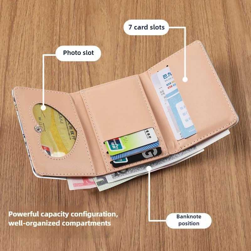 PU Leather Cute Women Wallet Coin Purse Simple 3 Folds Multicard Slots Card Holder Cute Cat Dog Short Wallets for Girls W250911