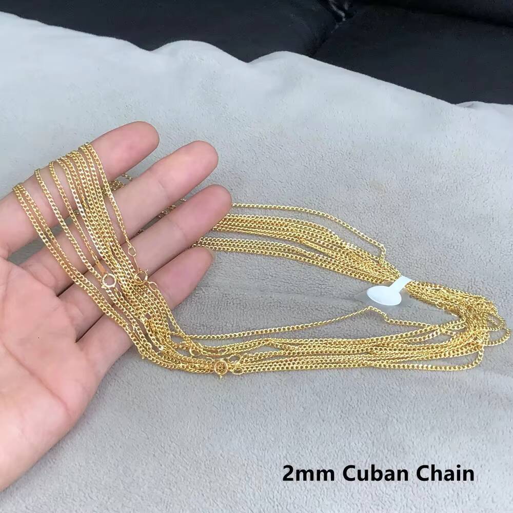 Wholesale Fine Real 14k Gold Filled 2mm Stamped Cuban Link Chain Necklace for Women Permanent Jewelry Gifts