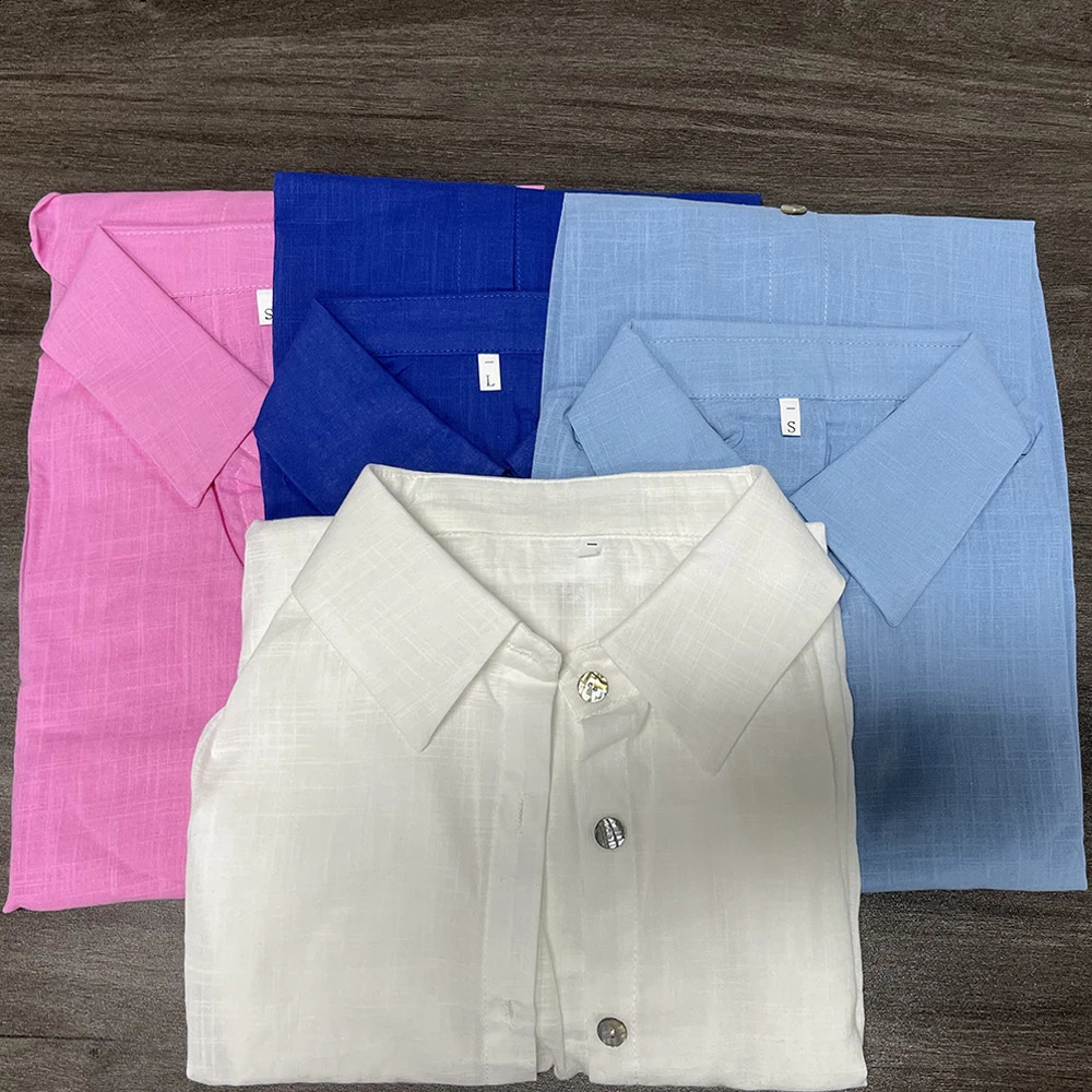 Ammug White Womens Shirt Long Sleeve Elegant Solid Blouse Woman Vintage Summer Loose Shirts for Women Basic Top Collar 250911