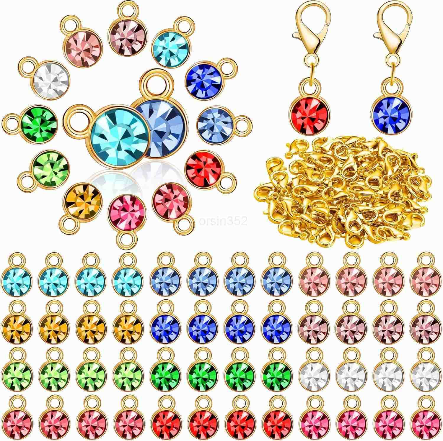 120 Pcs Birthstone Charms for Jewelry Making Handmade DIY Crystal Birthstone Beads Bling Round Charms Enamel for Birthday Christmas Jewelry MakingW250
