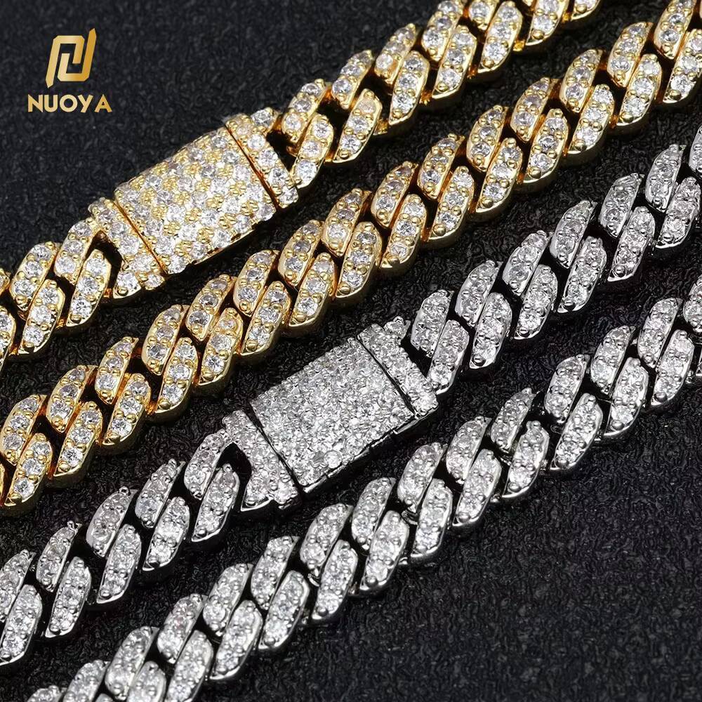 Hip Hop Jewelry 6mm Silver Plated Miami Cuban Link Necklace for Men Single Row Iced CZ Prong Cuban Chain Fine Chains Necklaces