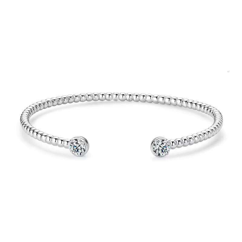 Sterling Sier Hand Chain Jewelry Gift Exquisite Adjustable Cuff Bangle Bead Moissanite Bracelet for Women Girls