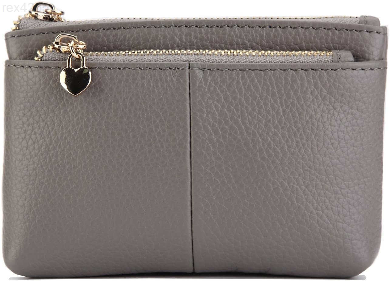 Women Genuine Leather Zip Mini Coin Purse With Key Ring Triple Zipper Card Holder WalletW250911