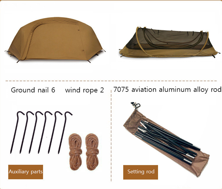 Outdoor Single-Person Lightweight Tent Nylon Tactical Shelter Marching Bed Mosquito Net Anti-Mosquito Waterproof Field