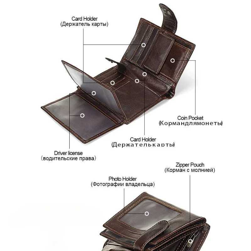 New Men Wallet Cowhide Genuine Leather Wallets Coin Purse Clutch Hasp Open Top Quality Retro Short Wallet Multi Cards Slots W250911