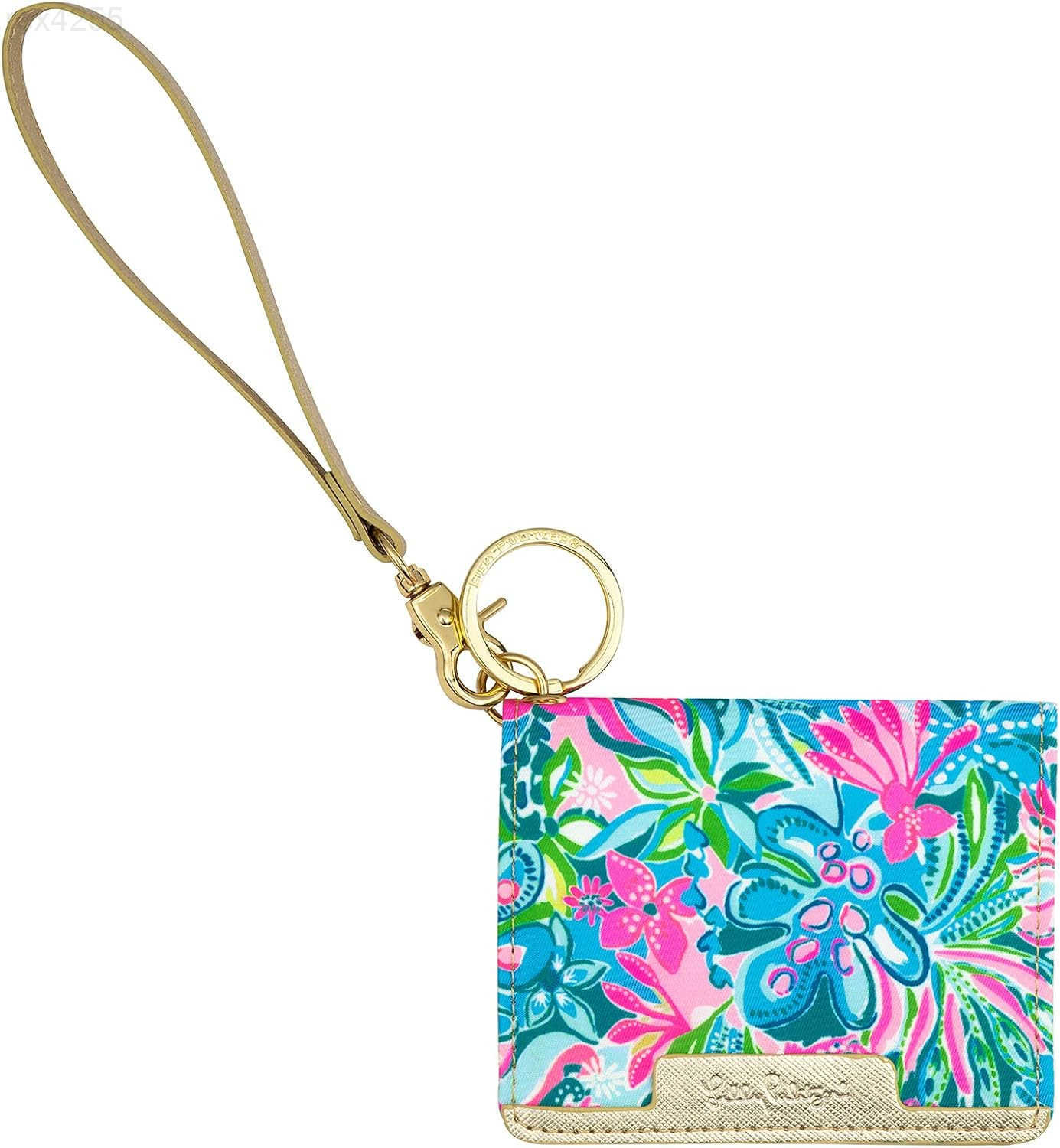 Pulitzer Snap ID Card Case Cute Keychain Wallet Slim Credit Card Holder with Wristlet Strap Splendor in the SandW250911