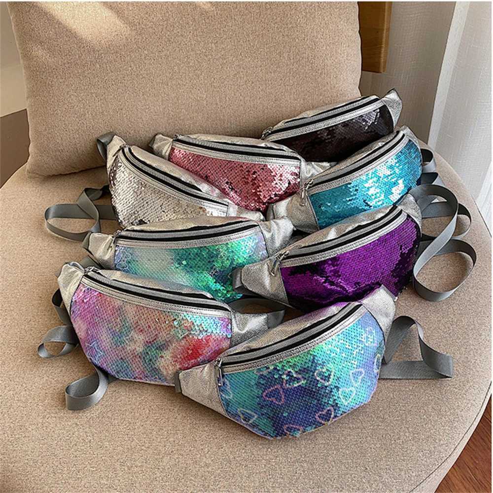 Fashion Handbag For Women Pu Leather Fabric Crossbody Belt Bag Glitter Sequin Fanny Pack Stylish Chest Pouch Single Shoulder Bag Z250911