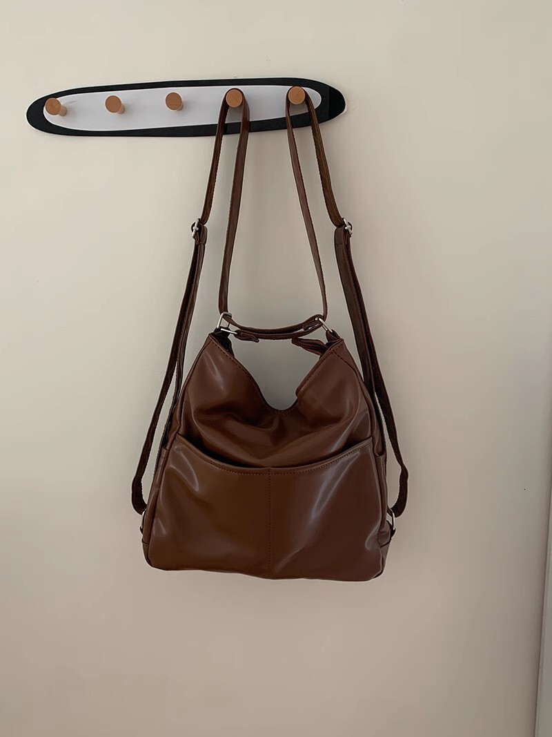 Designer luxury 2025 Spring New Soft Leather Bag for Women Large Capacity Three-in-One Commuter Tote Bag Multifunctional Backpack Crossbody School Bag