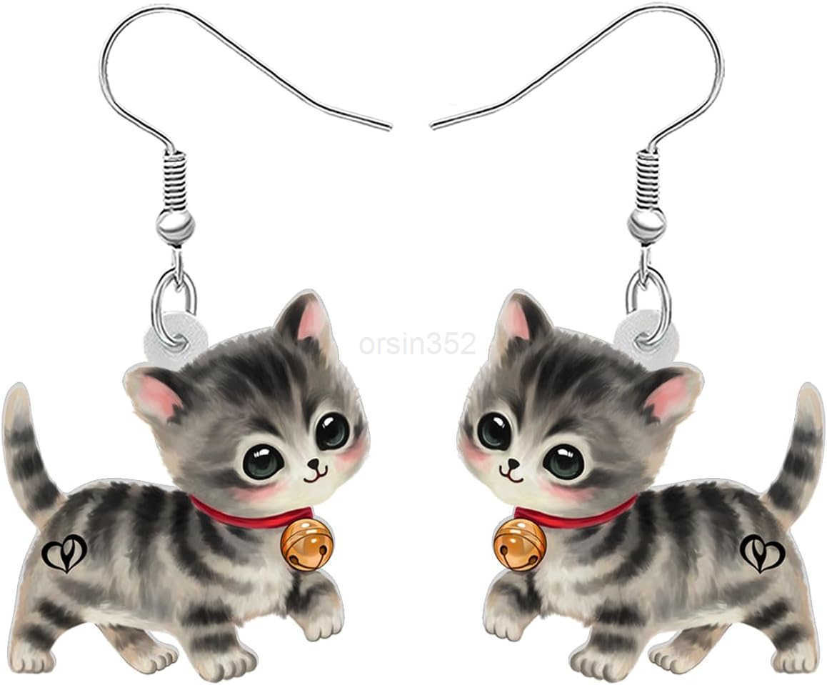 Lovely Cute Black Acrylic Dangle Cat Earrings for Women Kitten Jewelry Gifts Funny Sensitive Ears Hypoallergenic CharmsW250911